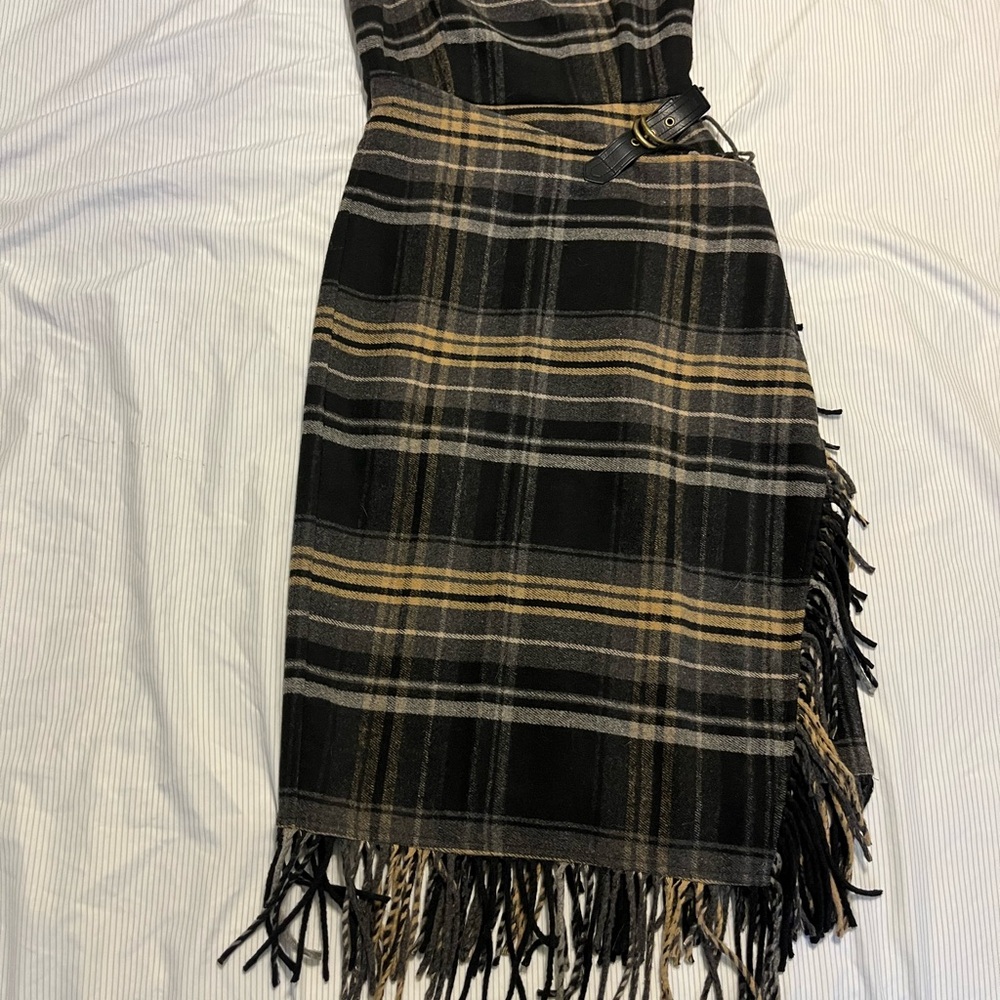 ANTONIO MELANI Black and Tan Asymmetrical Skirt